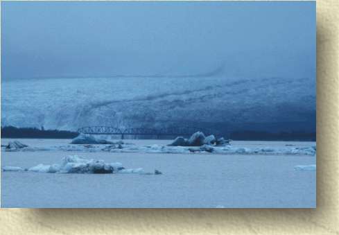 The Million Dollar Bridge crosses the Copper River at Childs Glacier.