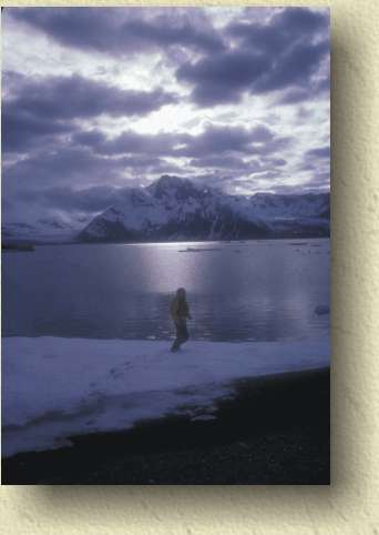 Walking on Miles Glacier with views of Miles Lake.